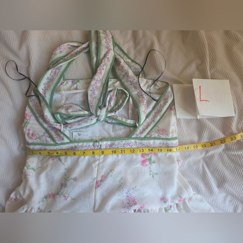 H&M Lovely Long FLORAL Back Tie-detail Midi Dress Floral Cream Floral BNWT - Picture 8 of 16